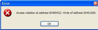 Write of address 00401000